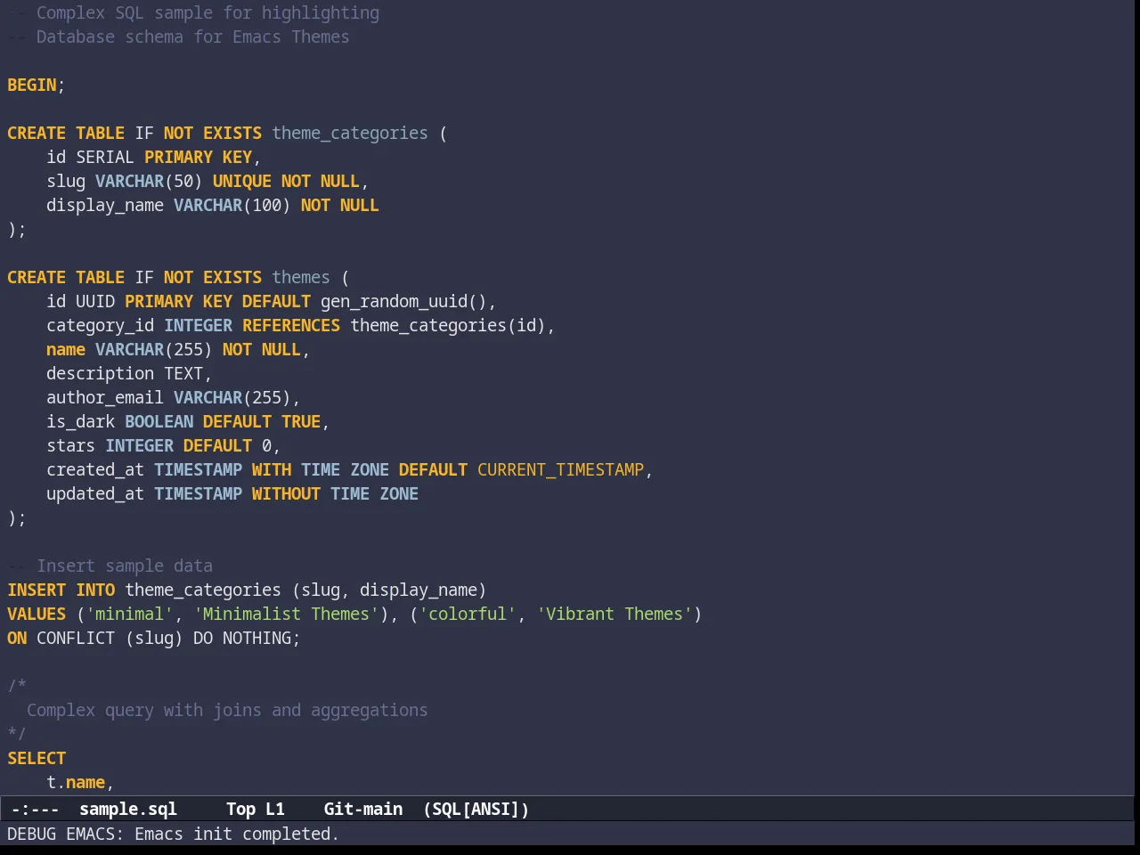 Subatomic Theme in sql-mode