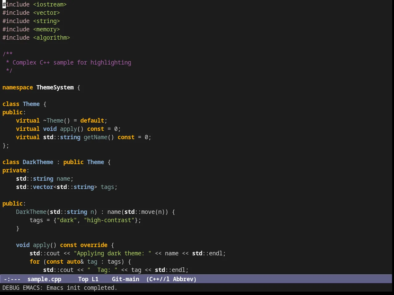 Subatomic256 Theme in c++-mode