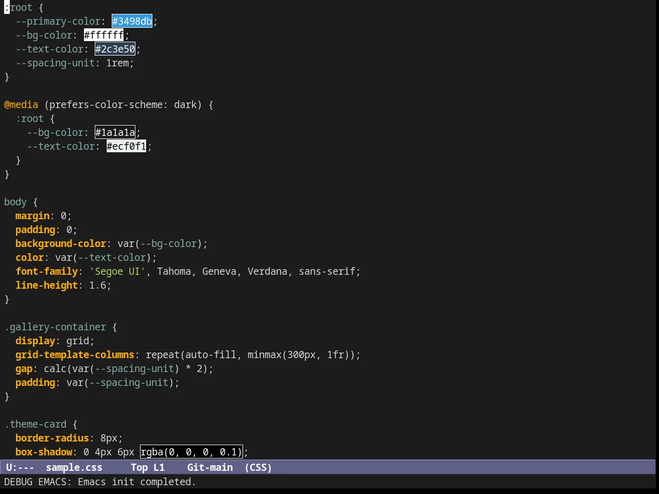 Subatomic256 Theme in css-mode