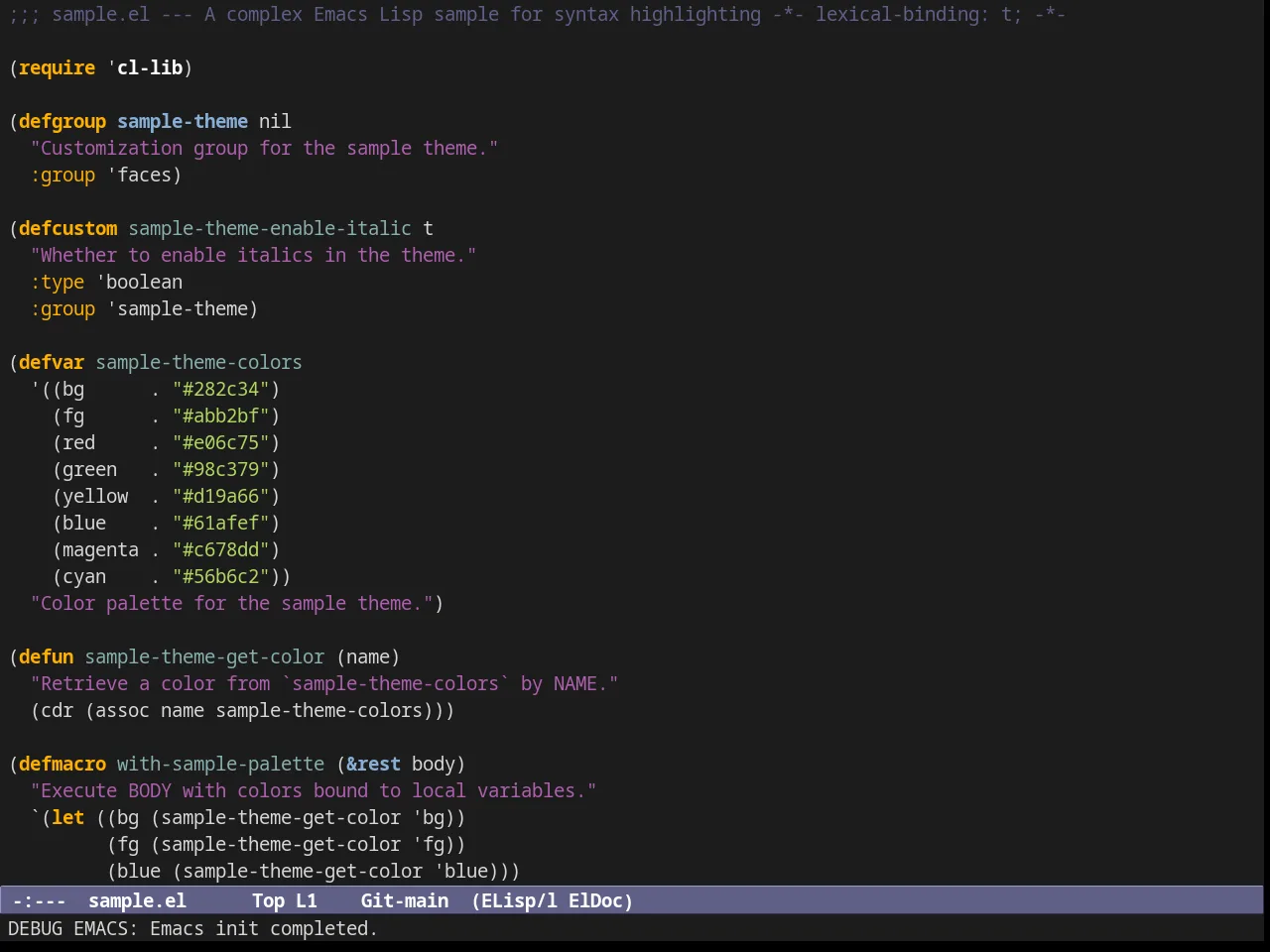 Subatomic256 Theme in emacs-lisp-mode