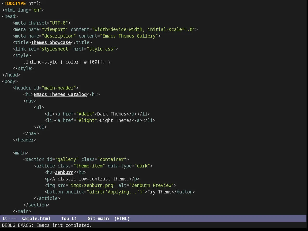 Subatomic256 Theme in html-mode