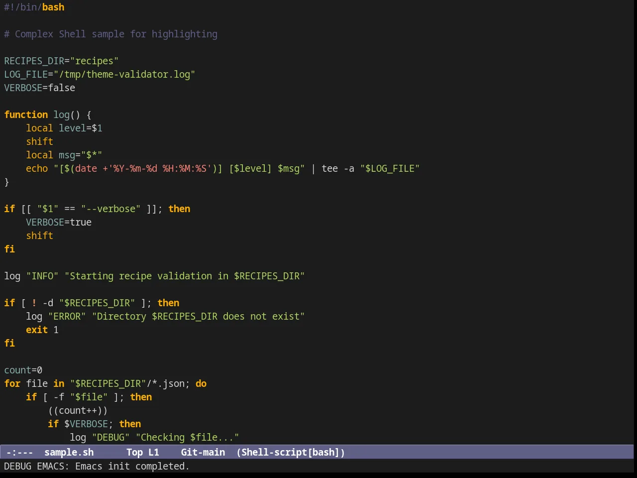 Subatomic256 Theme in sh-mode