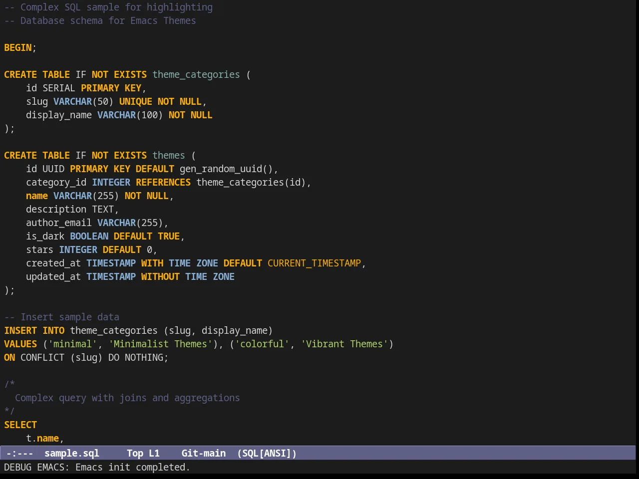 Subatomic256 Theme in sql-mode