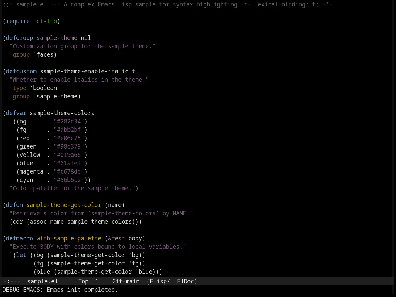 Subdued Theme in emacs-lisp-mode