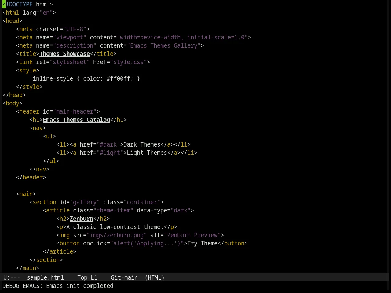 Subdued Theme in html-mode