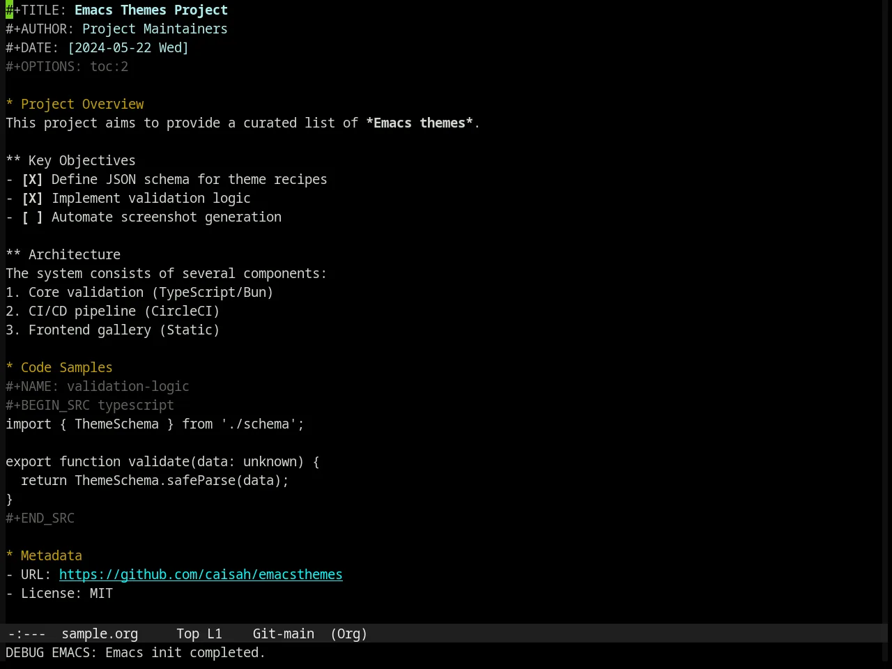 Subdued Theme in org-mode
