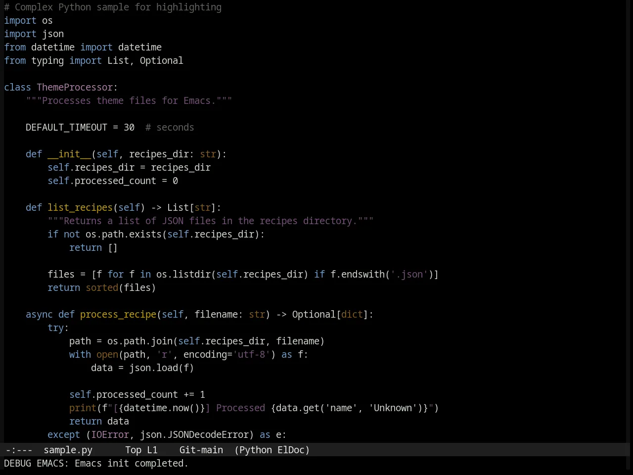 Subdued Theme in python-mode