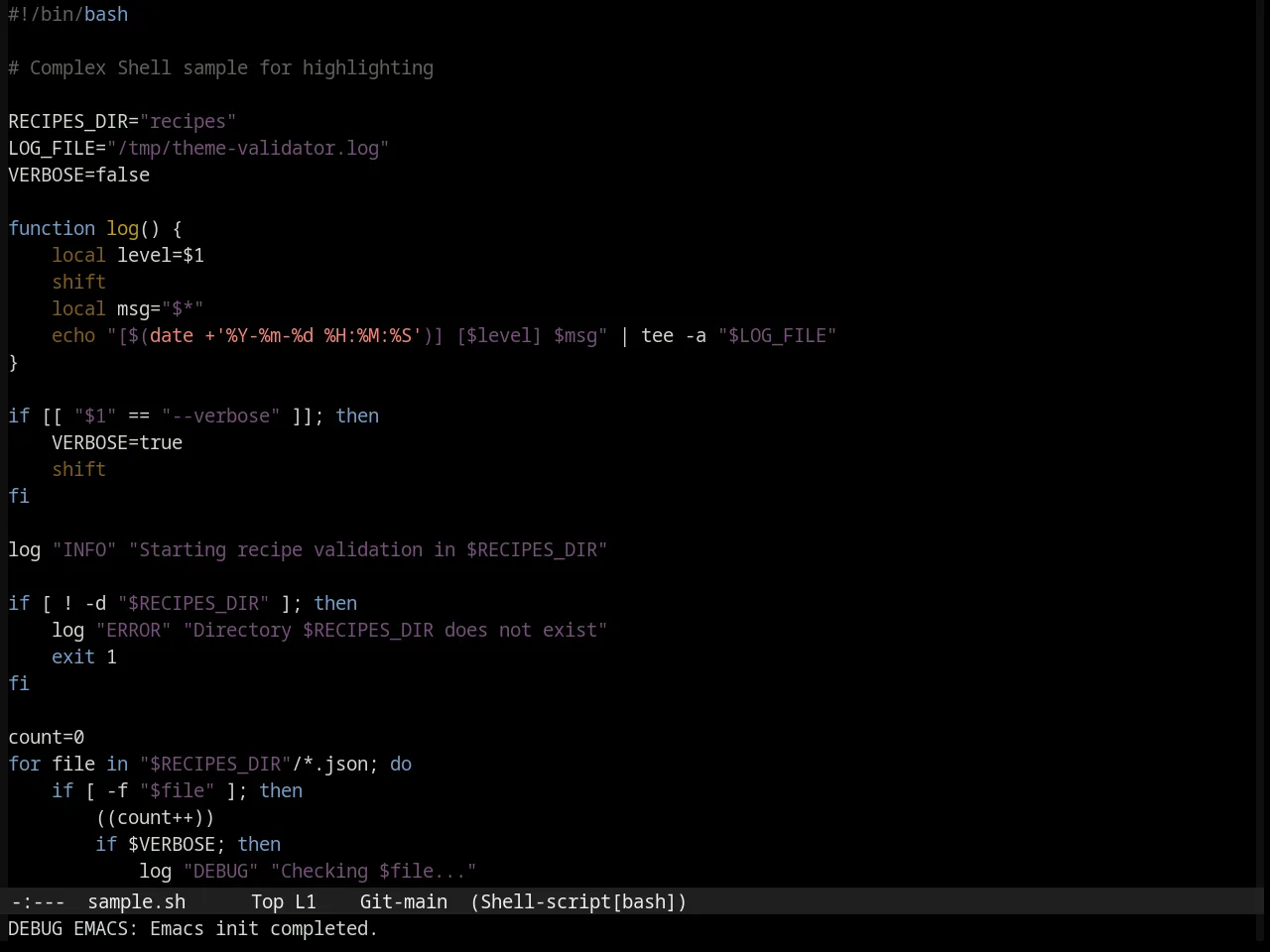 Subdued Theme in sh-mode