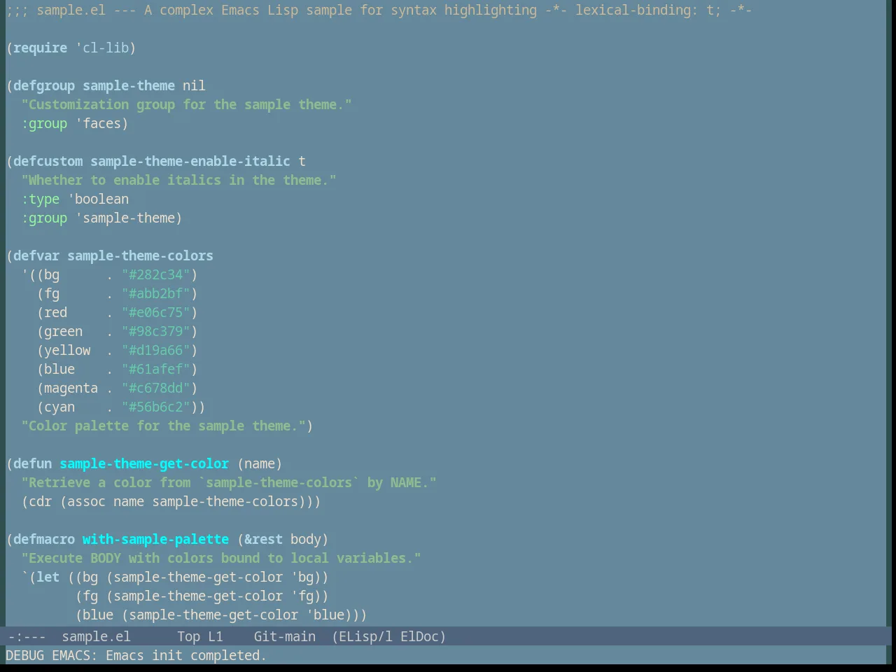 Subtle Blue Theme in emacs-lisp-mode