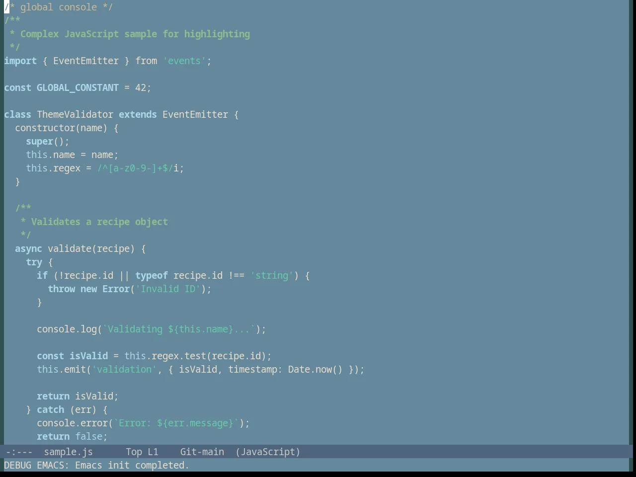 Subtle Blue Theme in javascript-mode