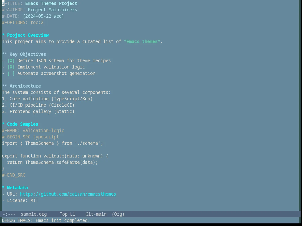Subtle Blue Theme in org-mode