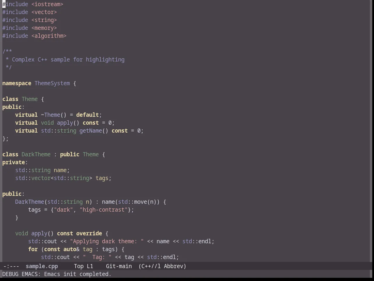 Sunburn Theme in c++-mode