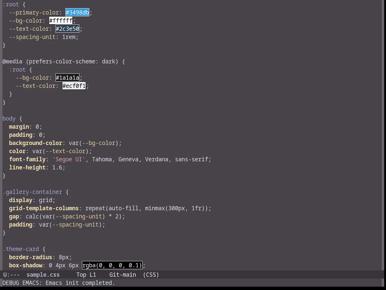 Sunburn Theme in css-mode