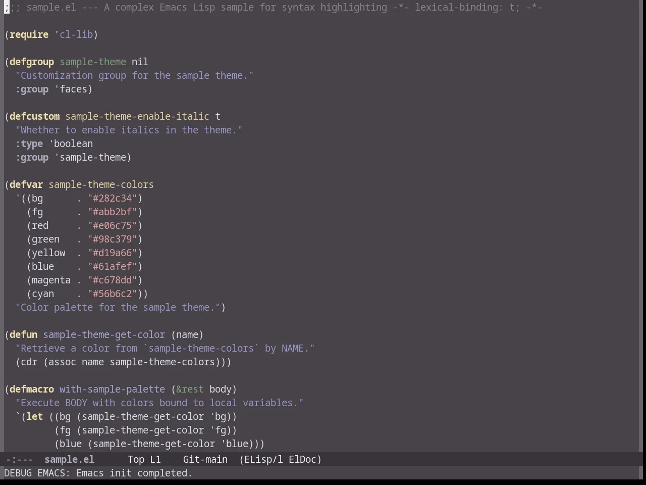 Sunburn Theme in emacs-lisp-mode