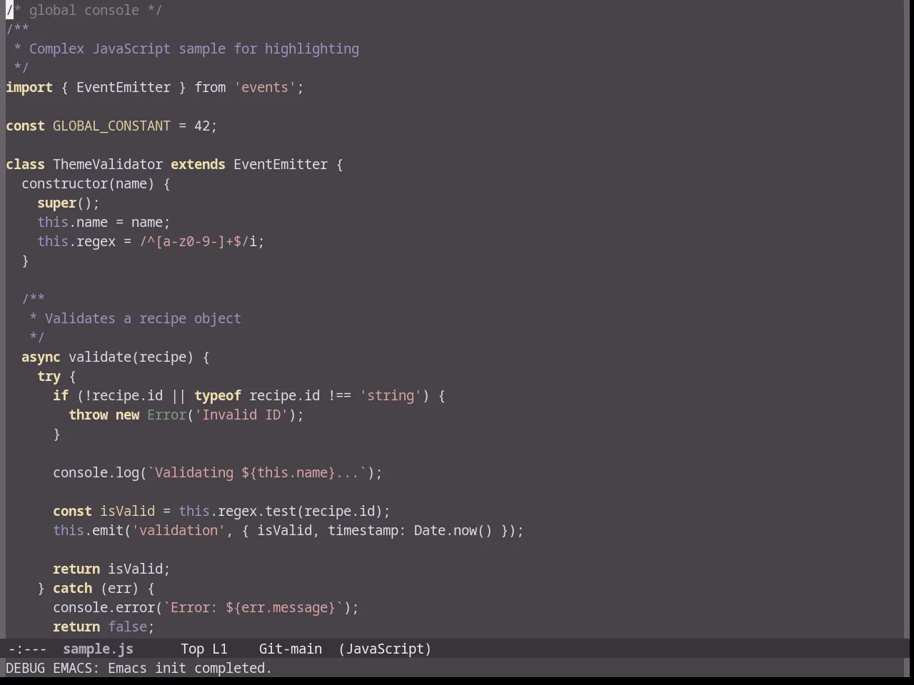 Sunburn Theme in javascript-mode