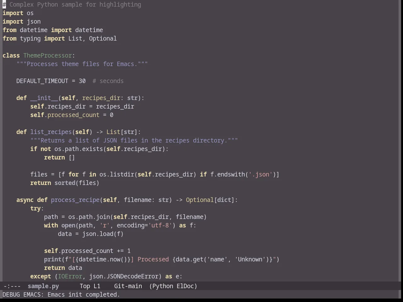 Sunburn Theme in python-mode