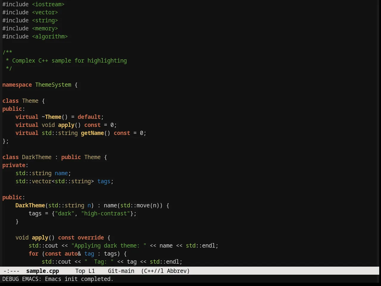 Sunburst Theme in c++-mode