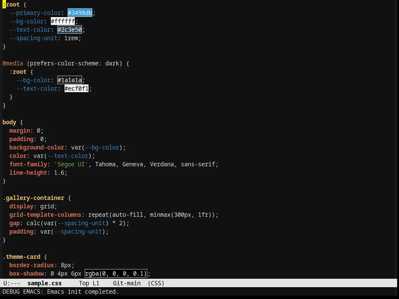 Sunburst Theme in css-mode