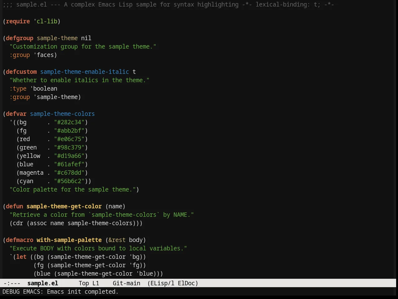 Sunburst Theme in emacs-lisp-mode