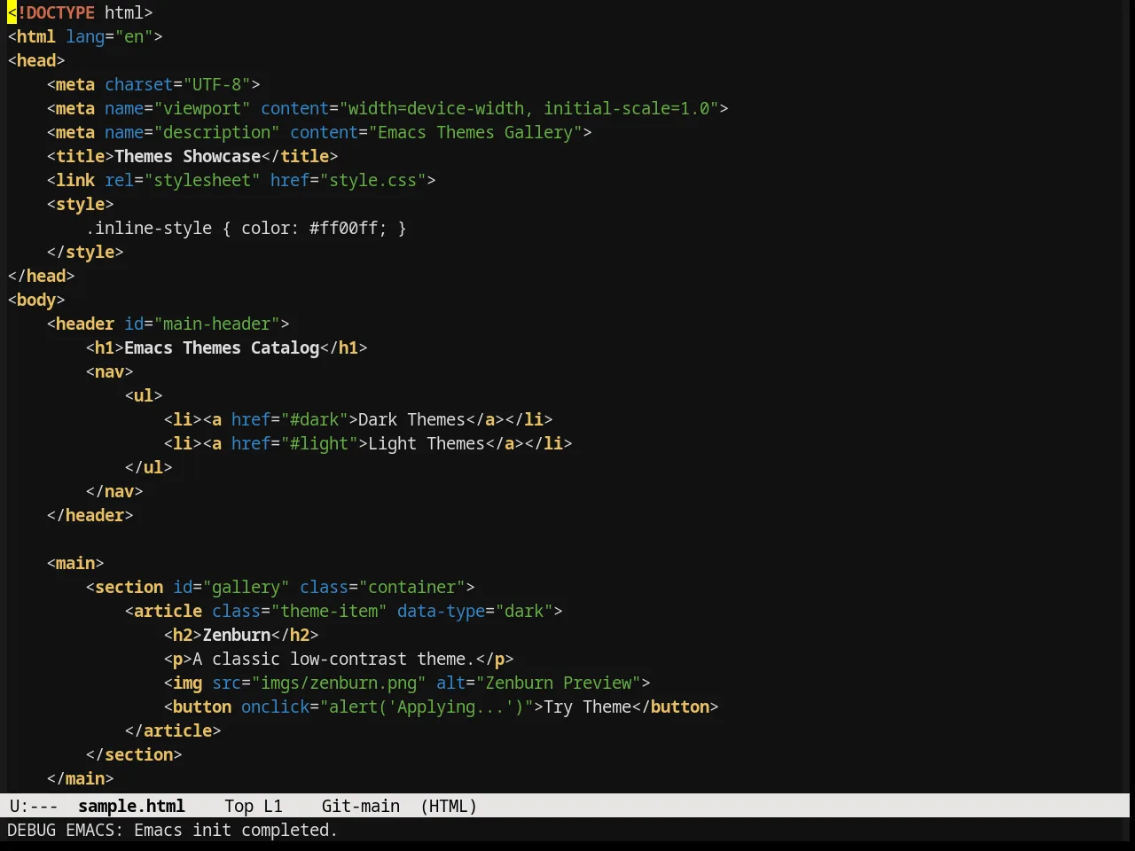Sunburst Theme in html-mode