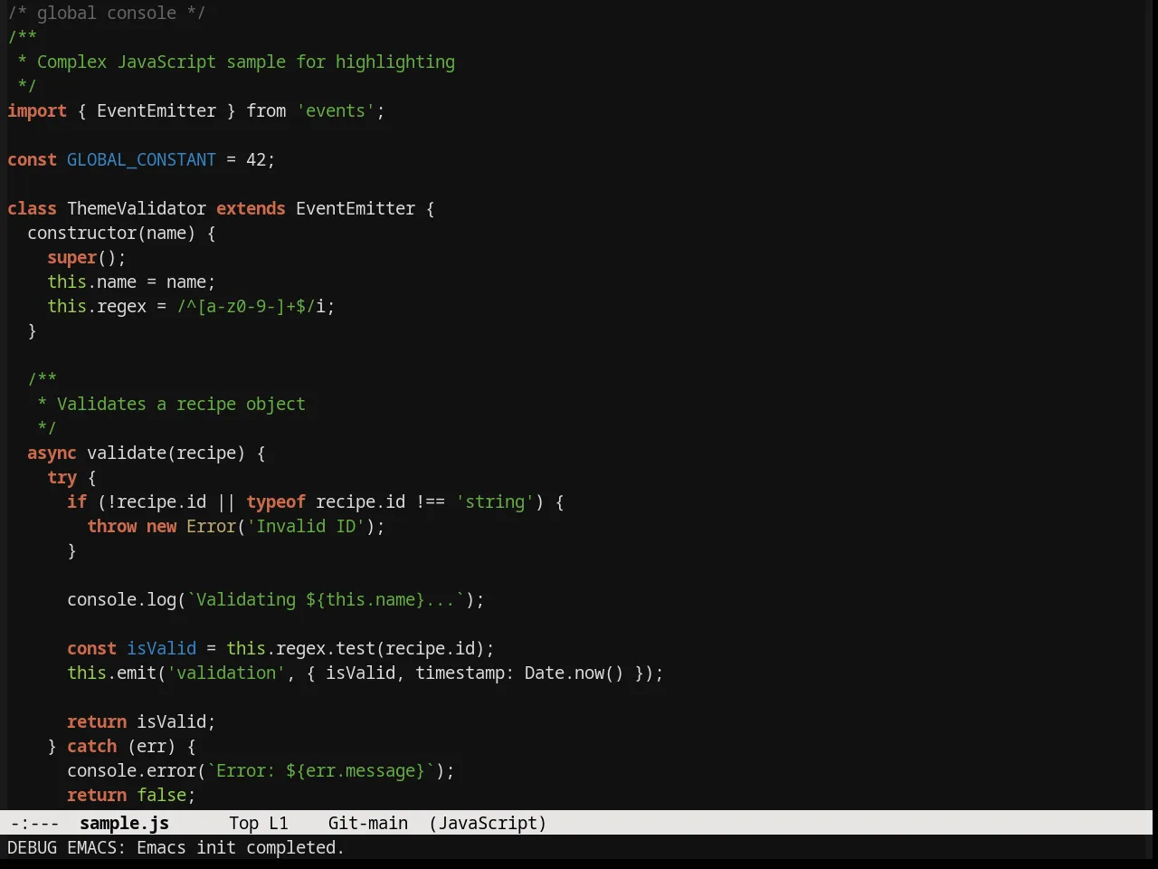Sunburst Theme in javascript-mode