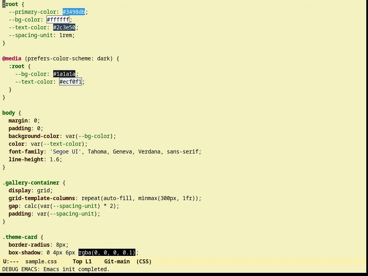 Sunny Day Theme in css-mode