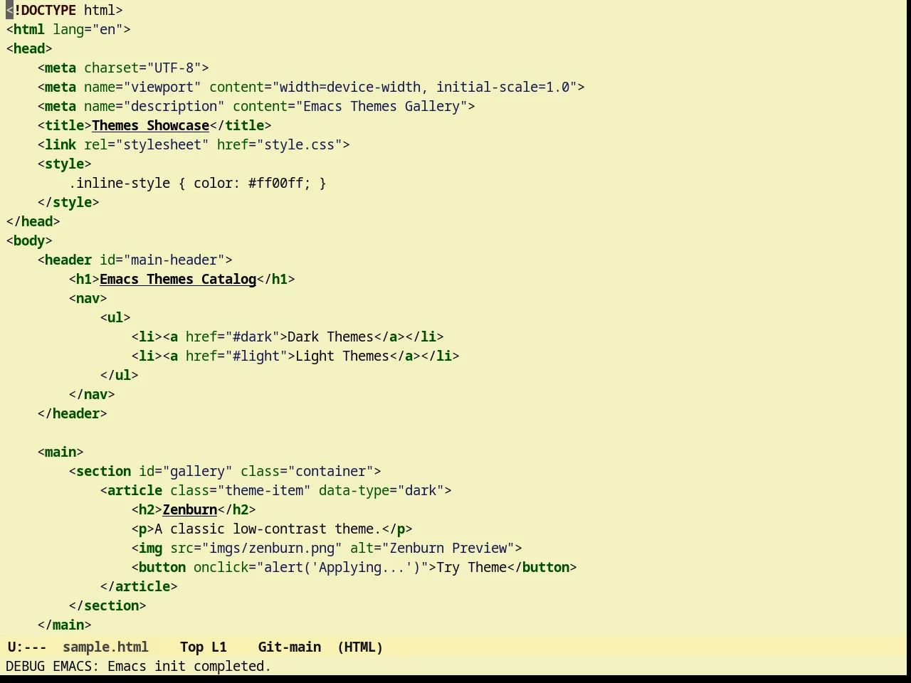 Sunny Day Theme in html-mode