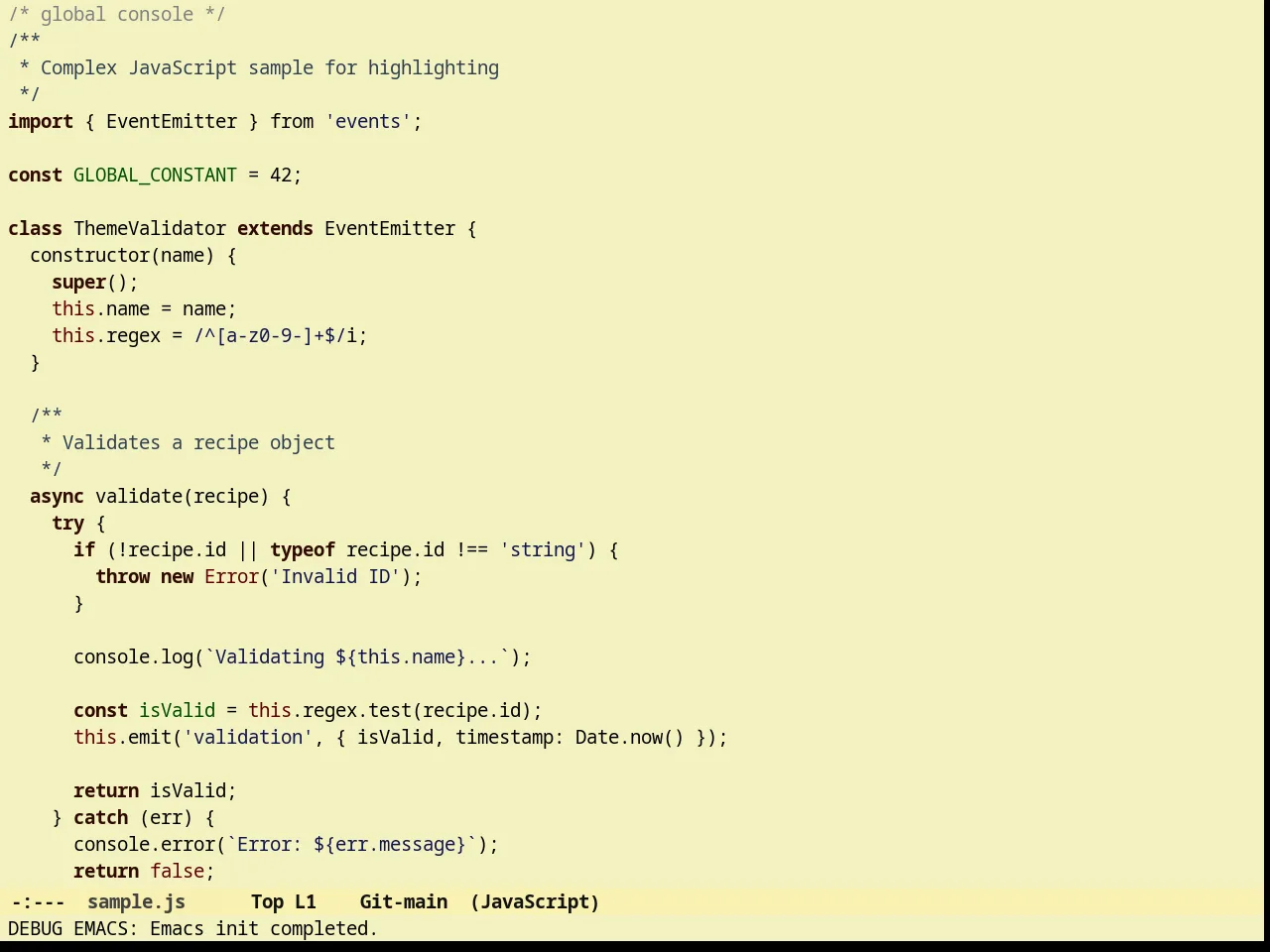 Sunny Day Theme in javascript-mode