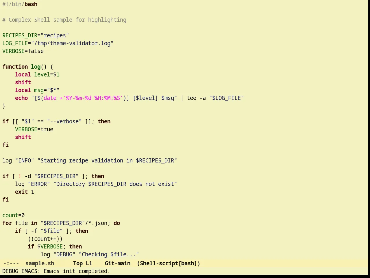 Sunny Day Theme in sh-mode