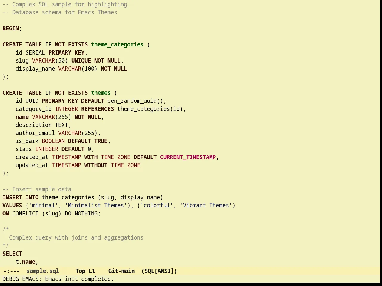 Sunny Day Theme in sql-mode