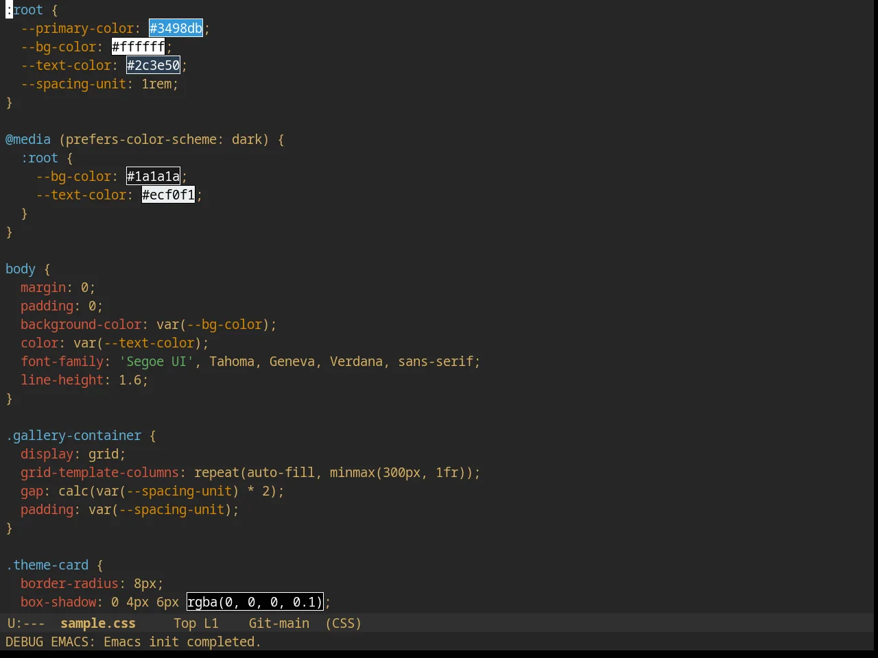 Suscolors Theme in css-mode