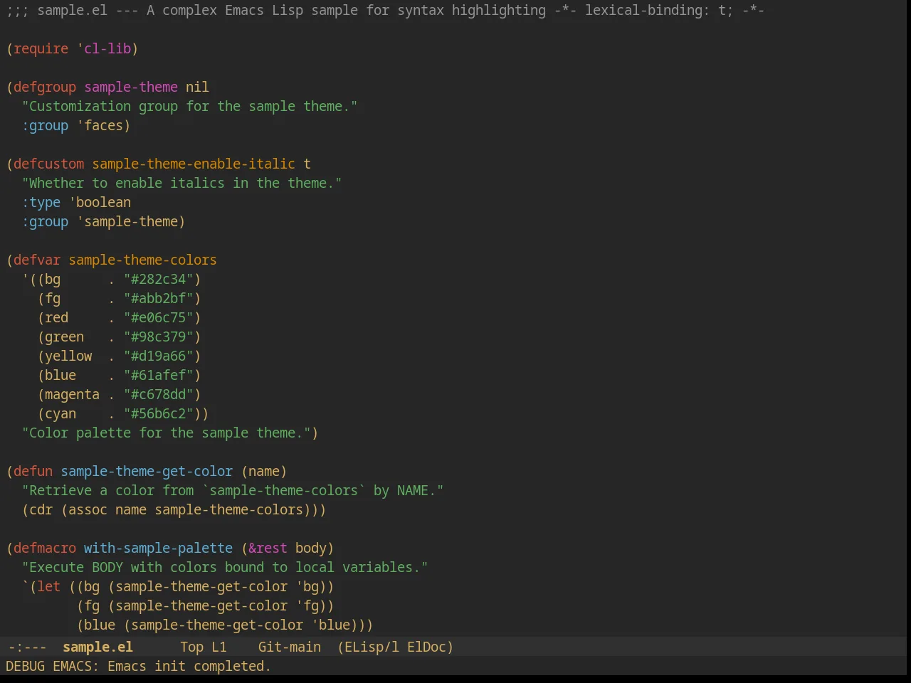 Suscolors Theme in emacs-lisp-mode
