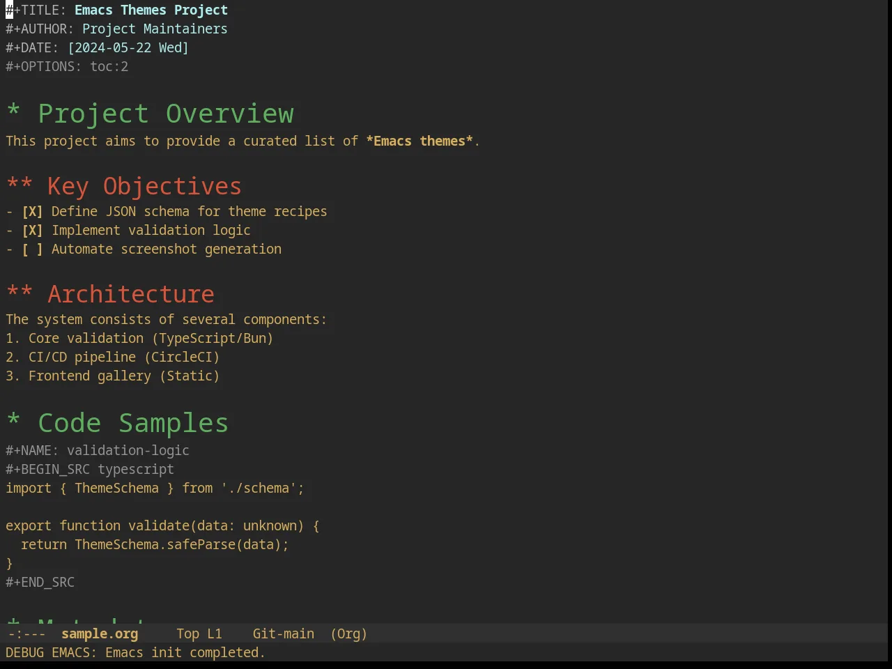 Suscolors Theme in org-mode