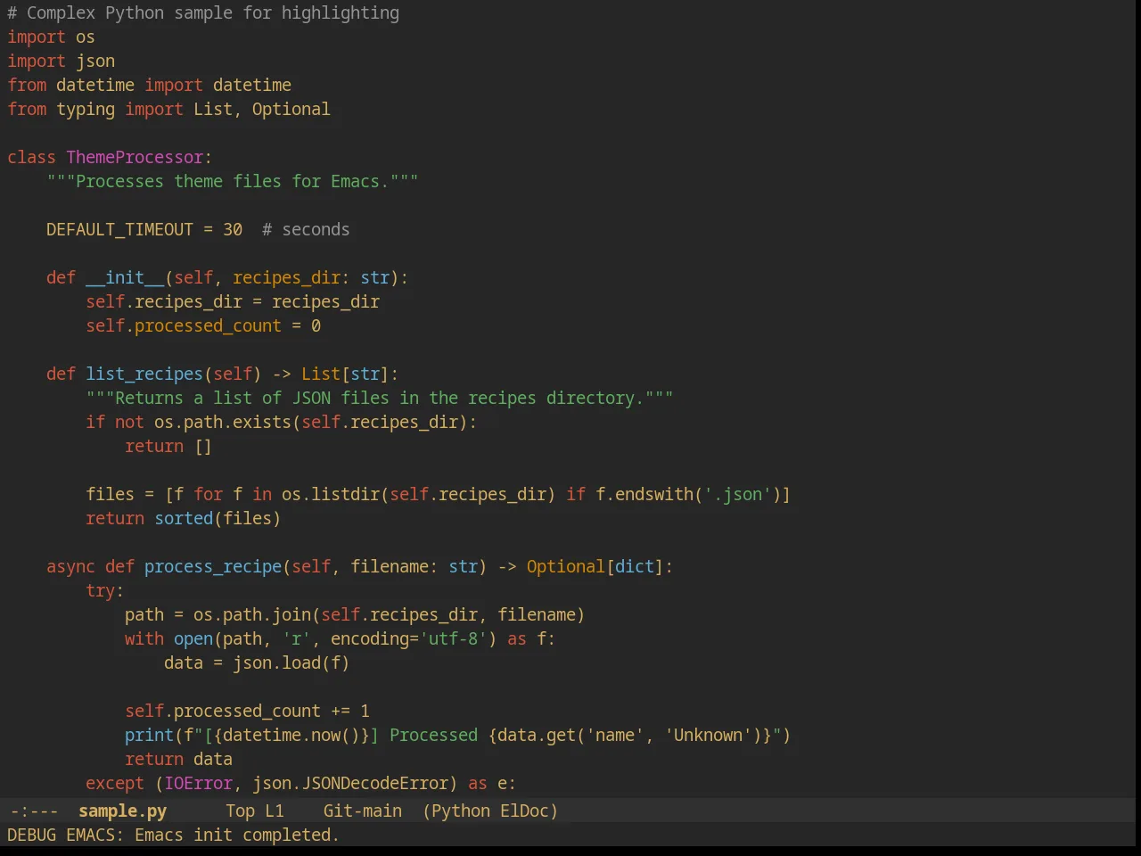 Suscolors Theme in python-mode