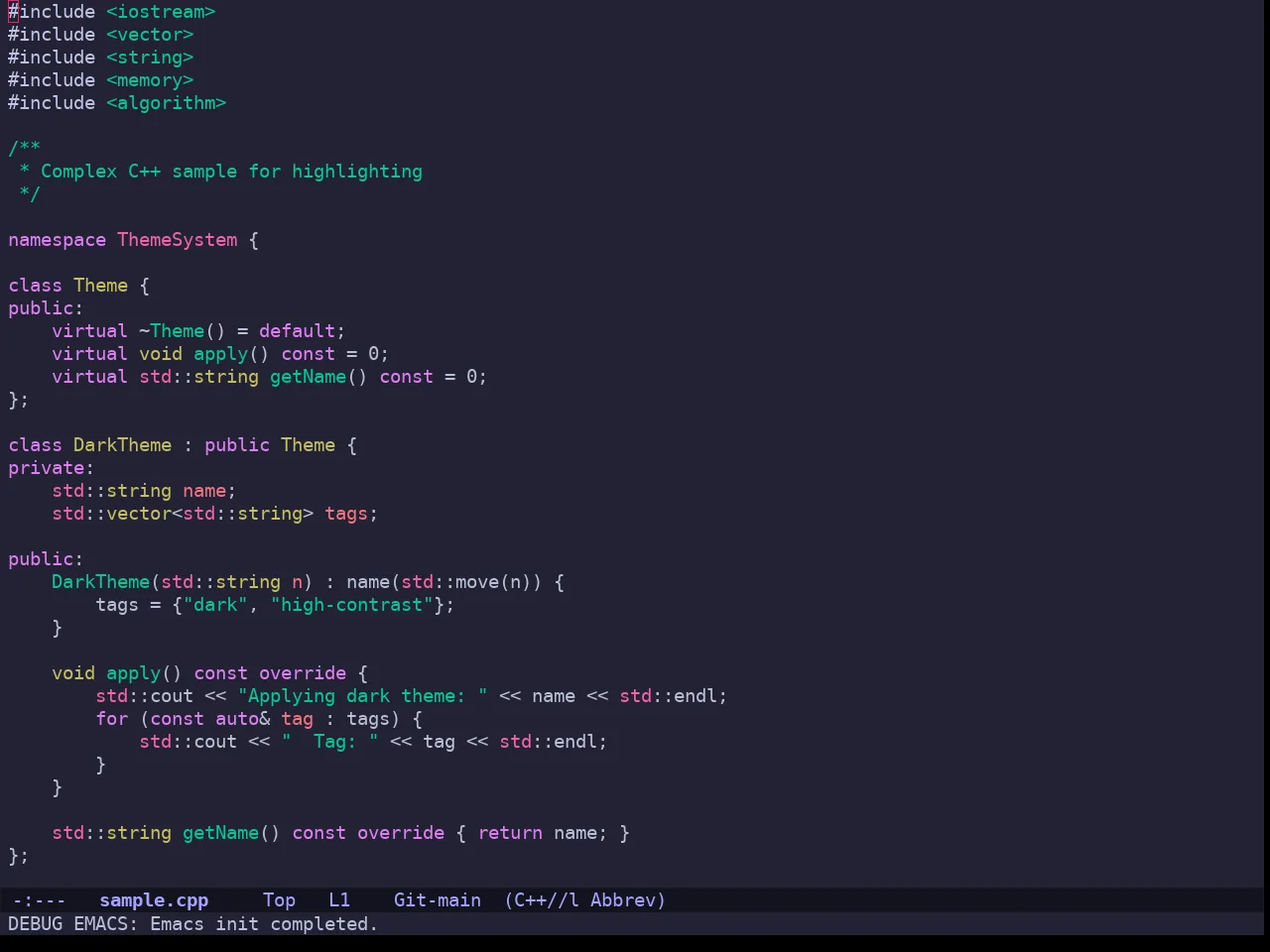 Sweet Theme in c++-mode