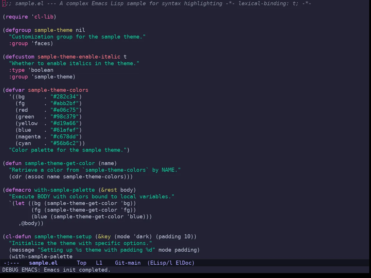 Sweet Theme in emacs-lisp-mode