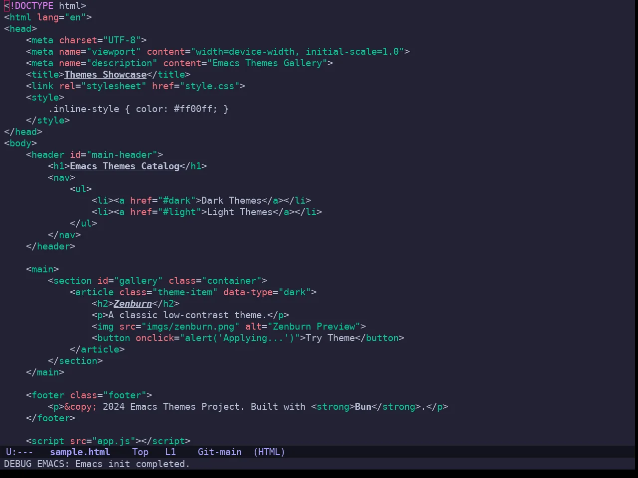 Sweet Theme in html-mode