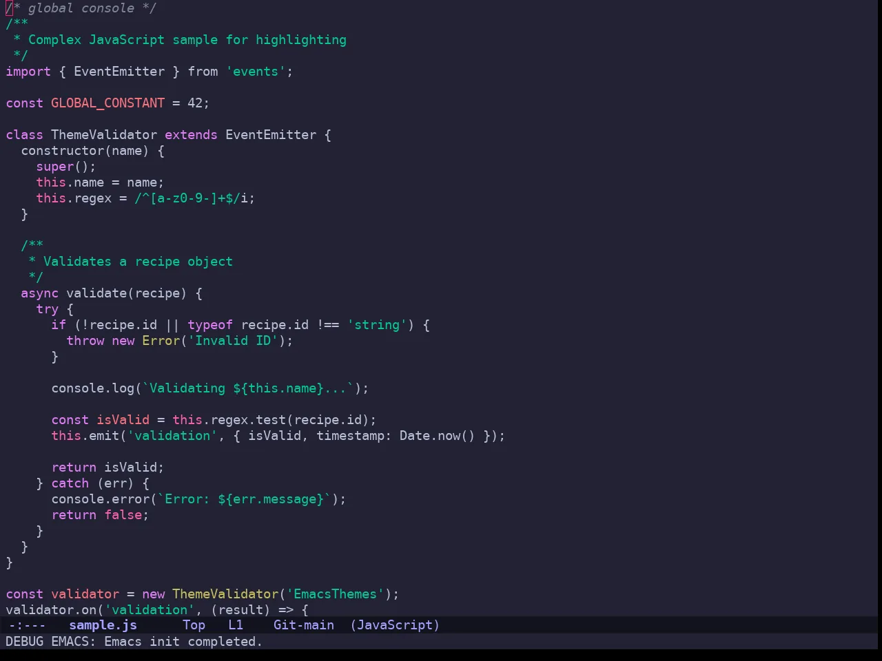 Sweet Theme in javascript-mode