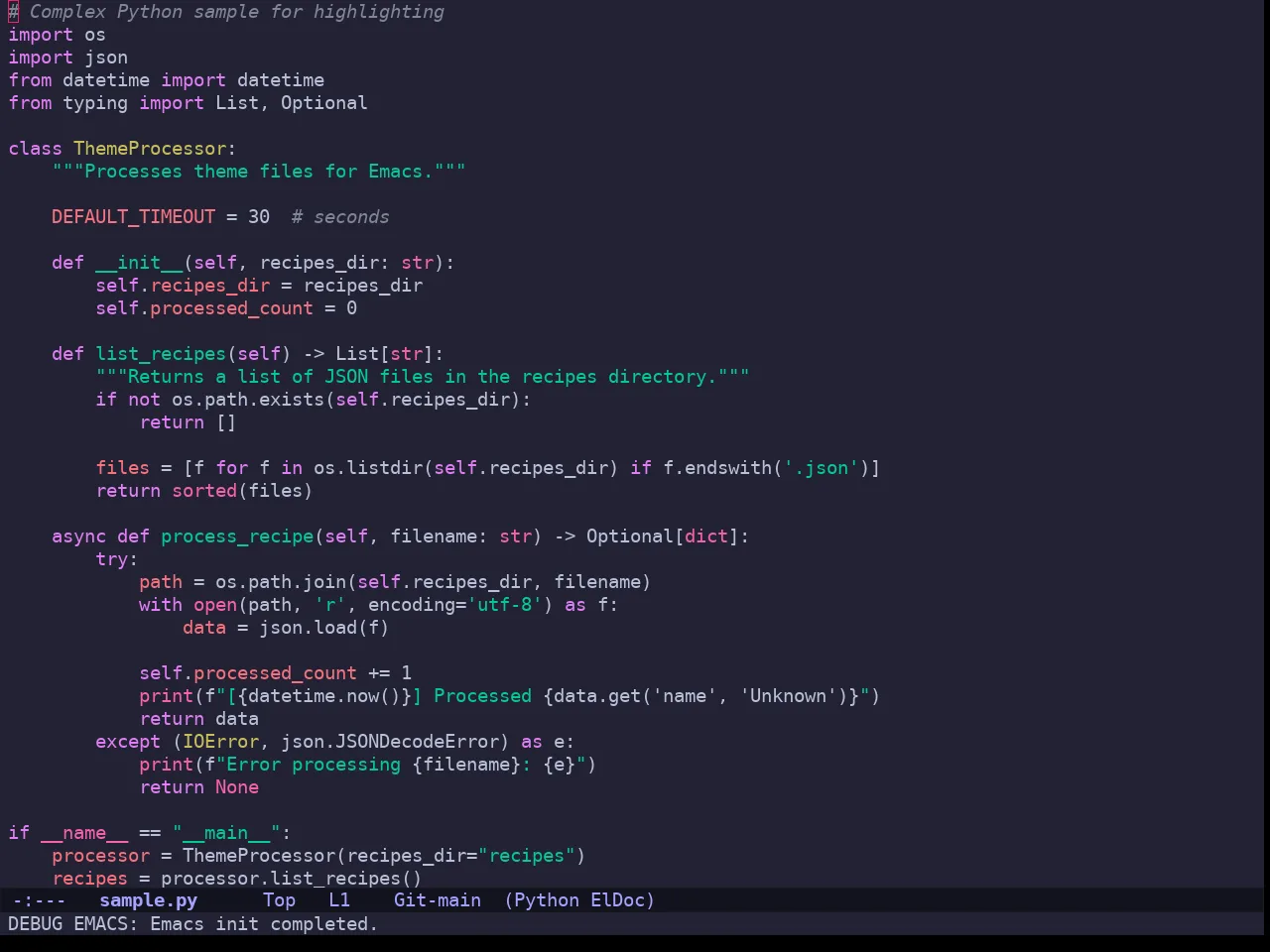 Sweet Theme in python-mode