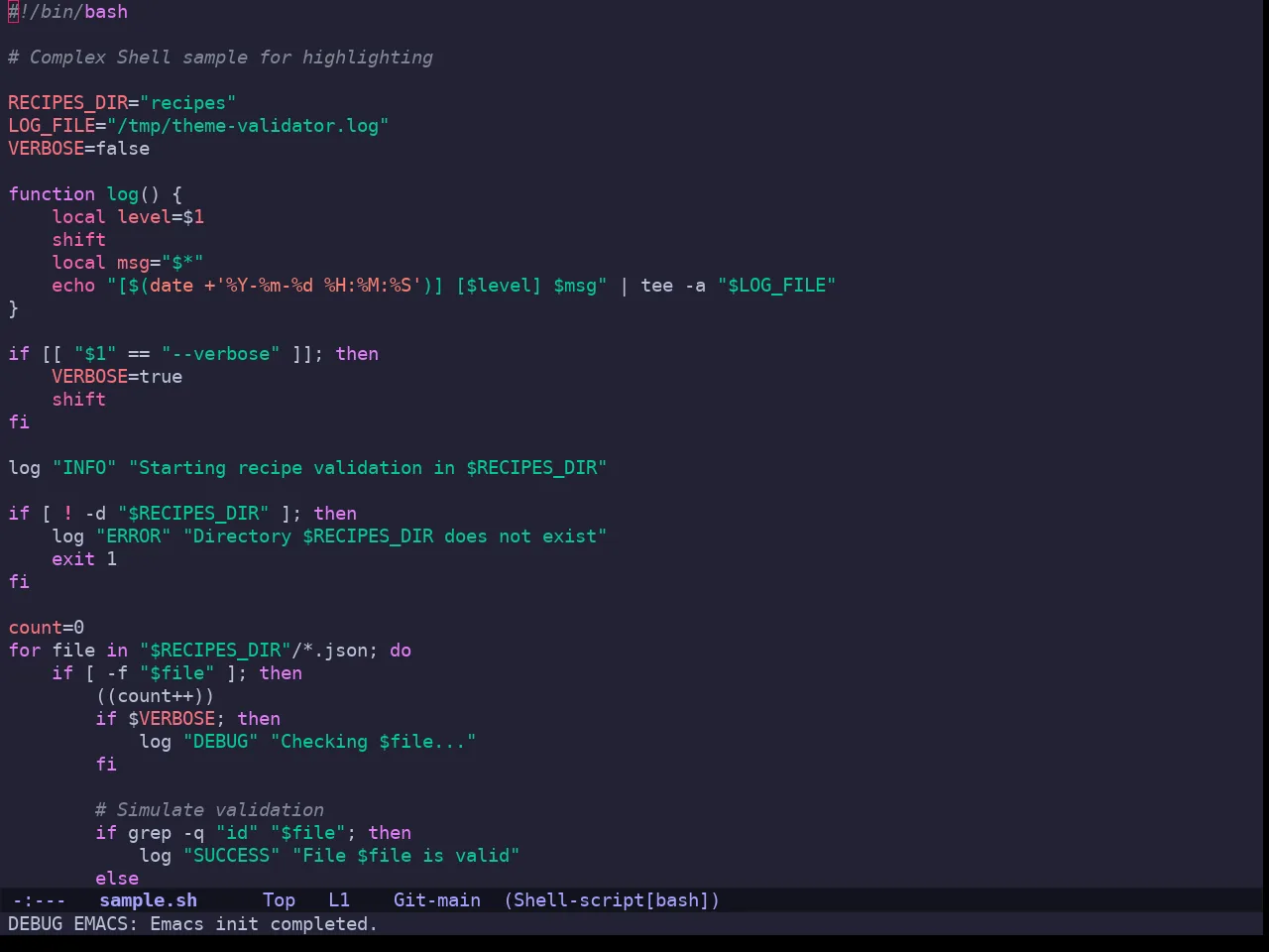 Sweet Theme in sh-mode