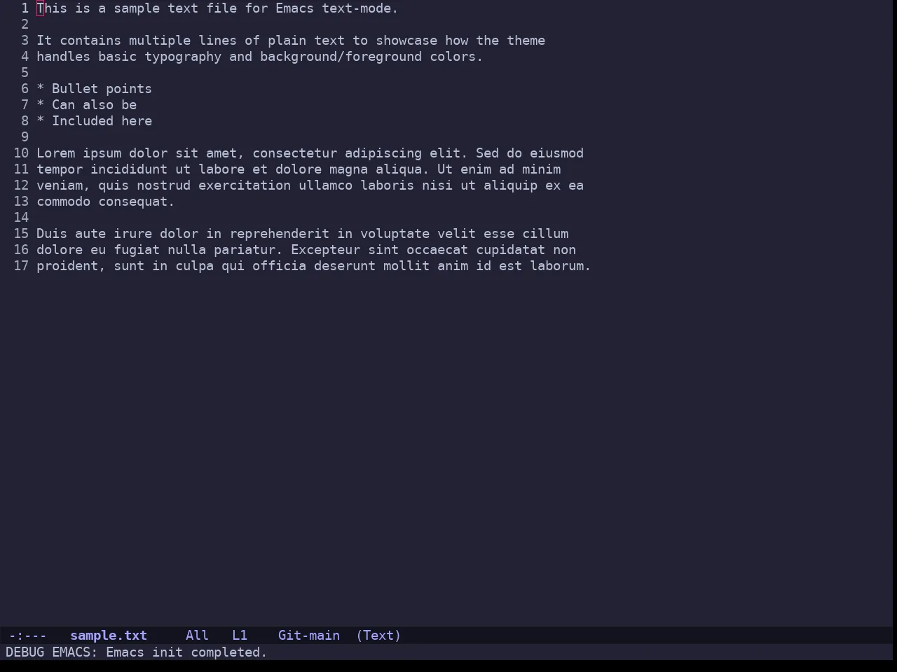 Sweet Theme in text-mode