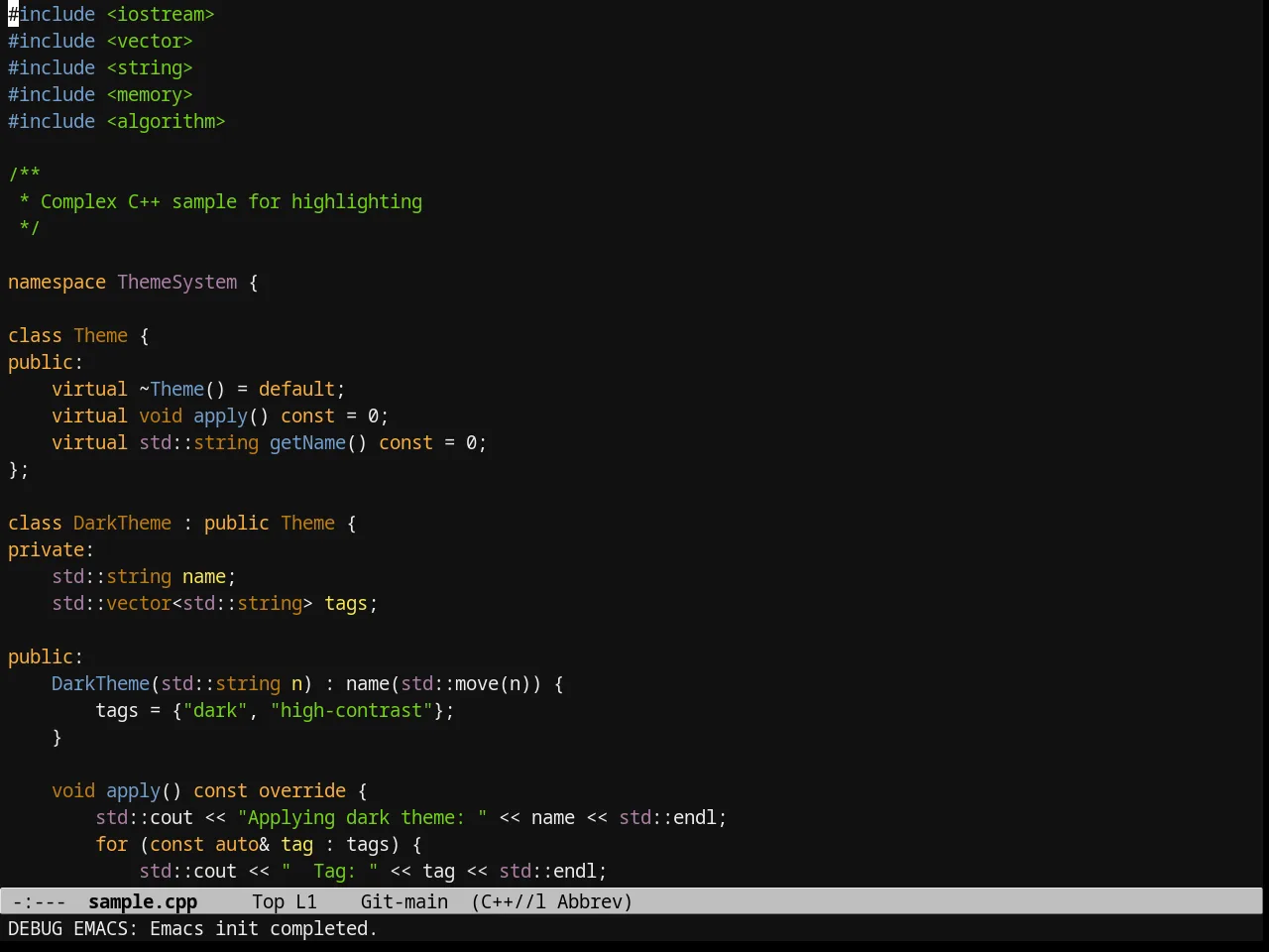 Tango 2 Theme in c++-mode