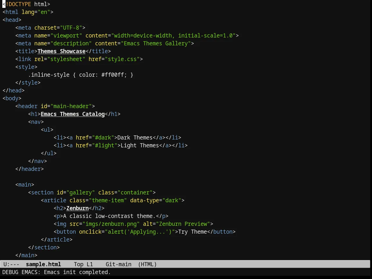 Tango 2 Theme in html-mode