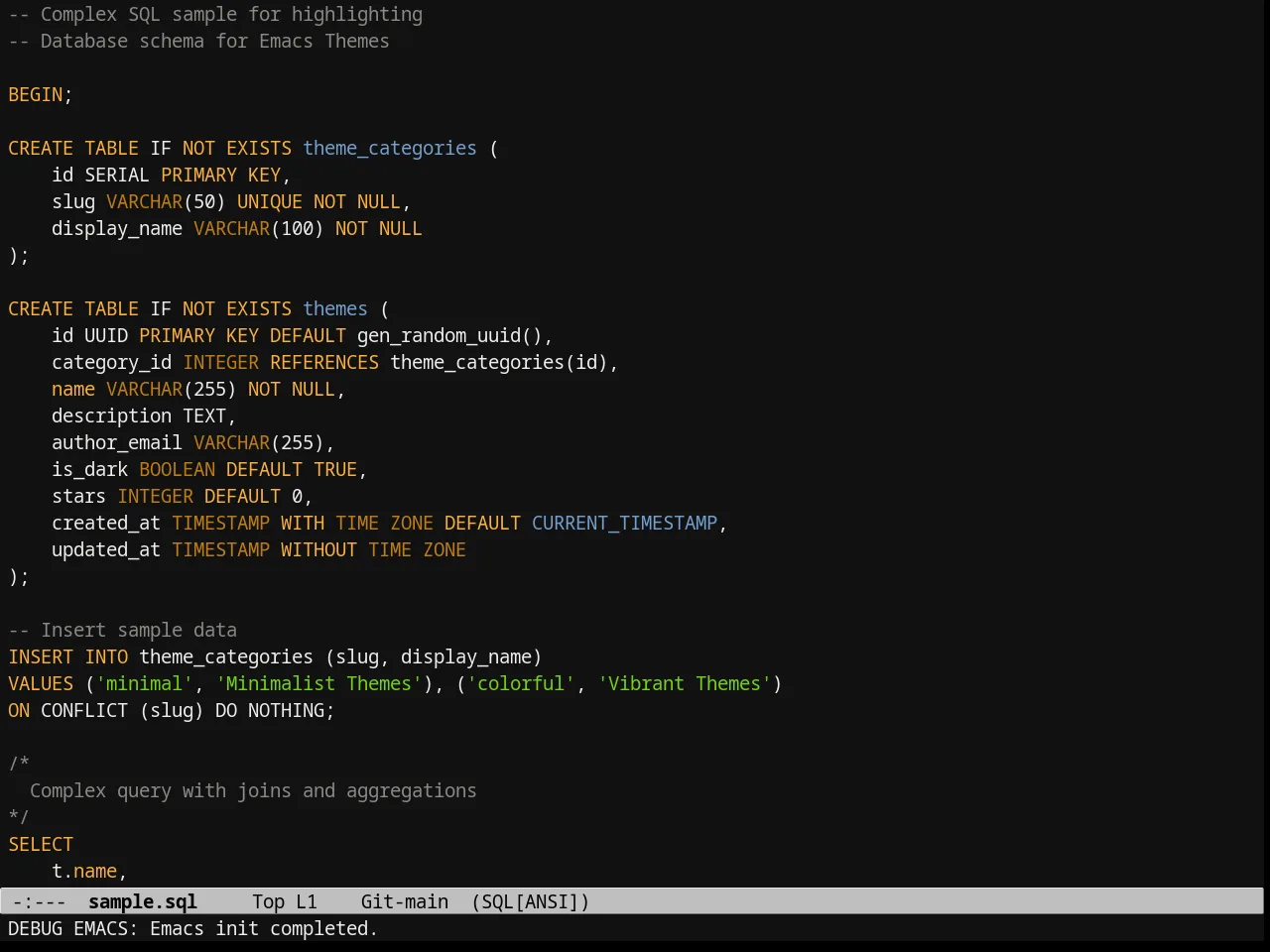 Tango 2 Theme in sql-mode
