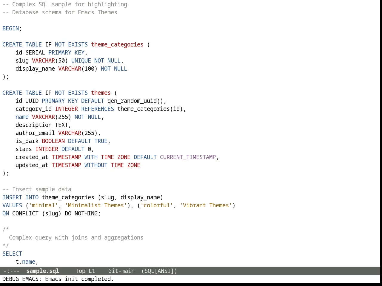 Tango Plus Theme in sql-mode