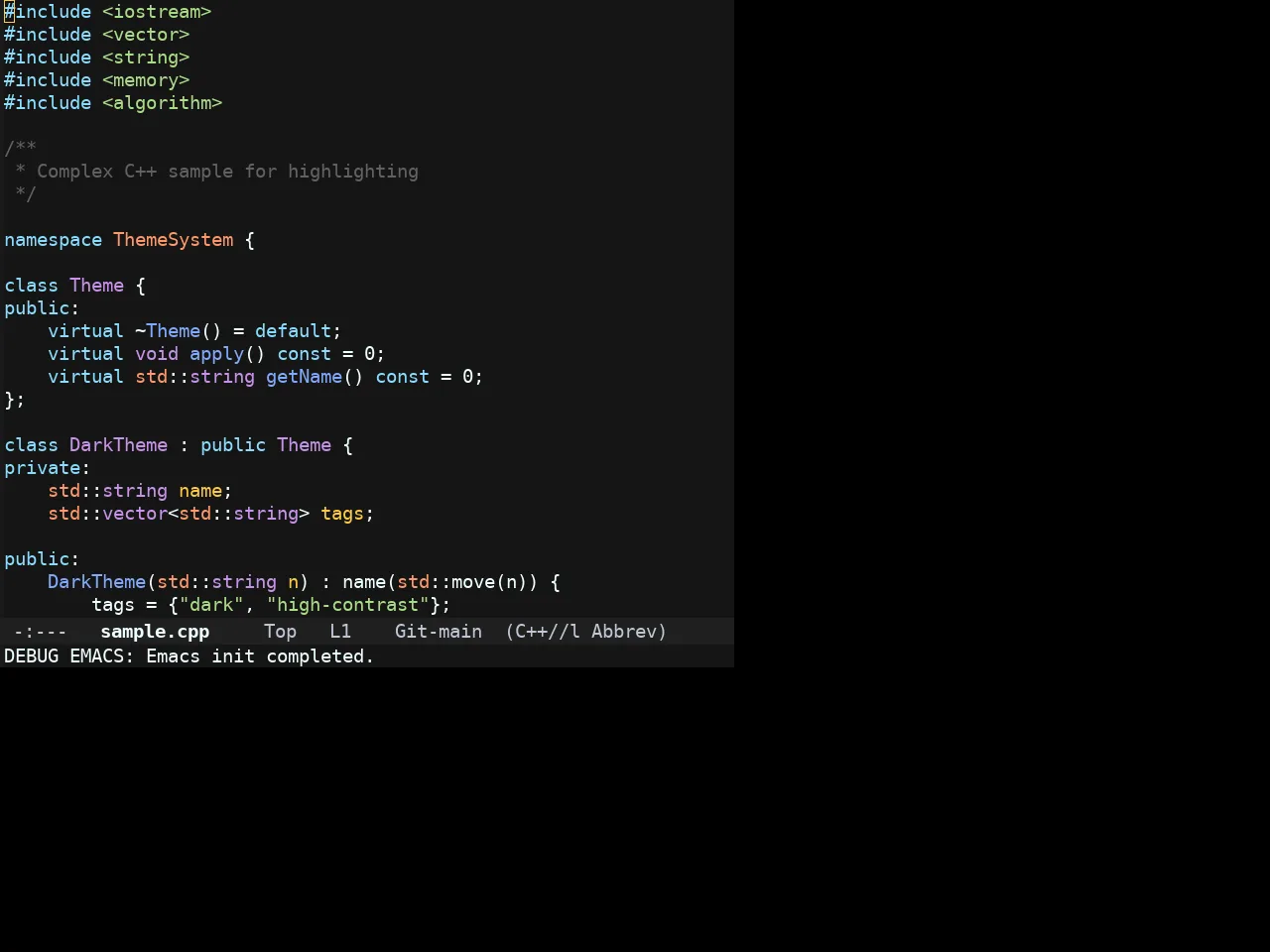 Tangonov Theme in c++-mode