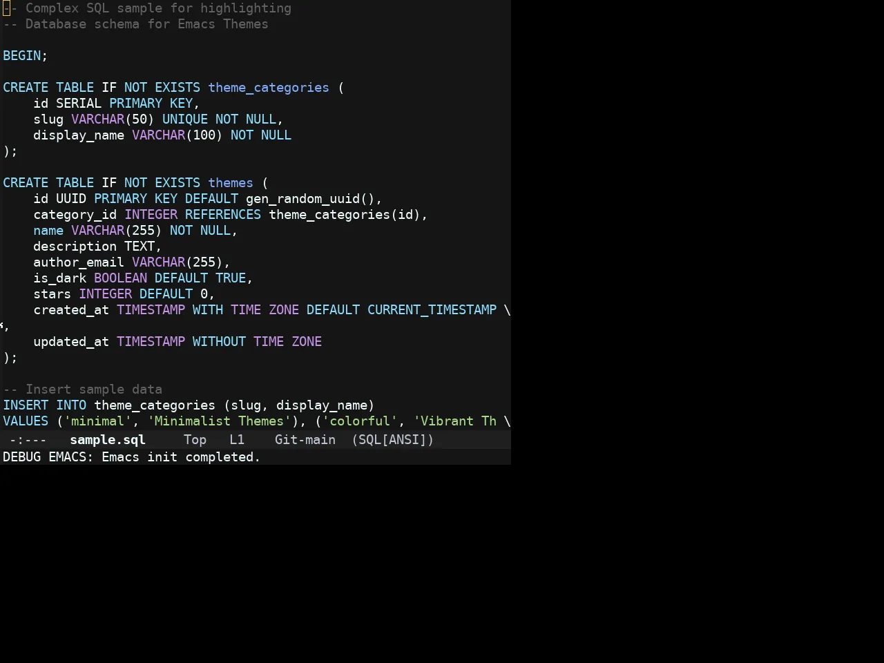 Tangonov Theme in sql-mode