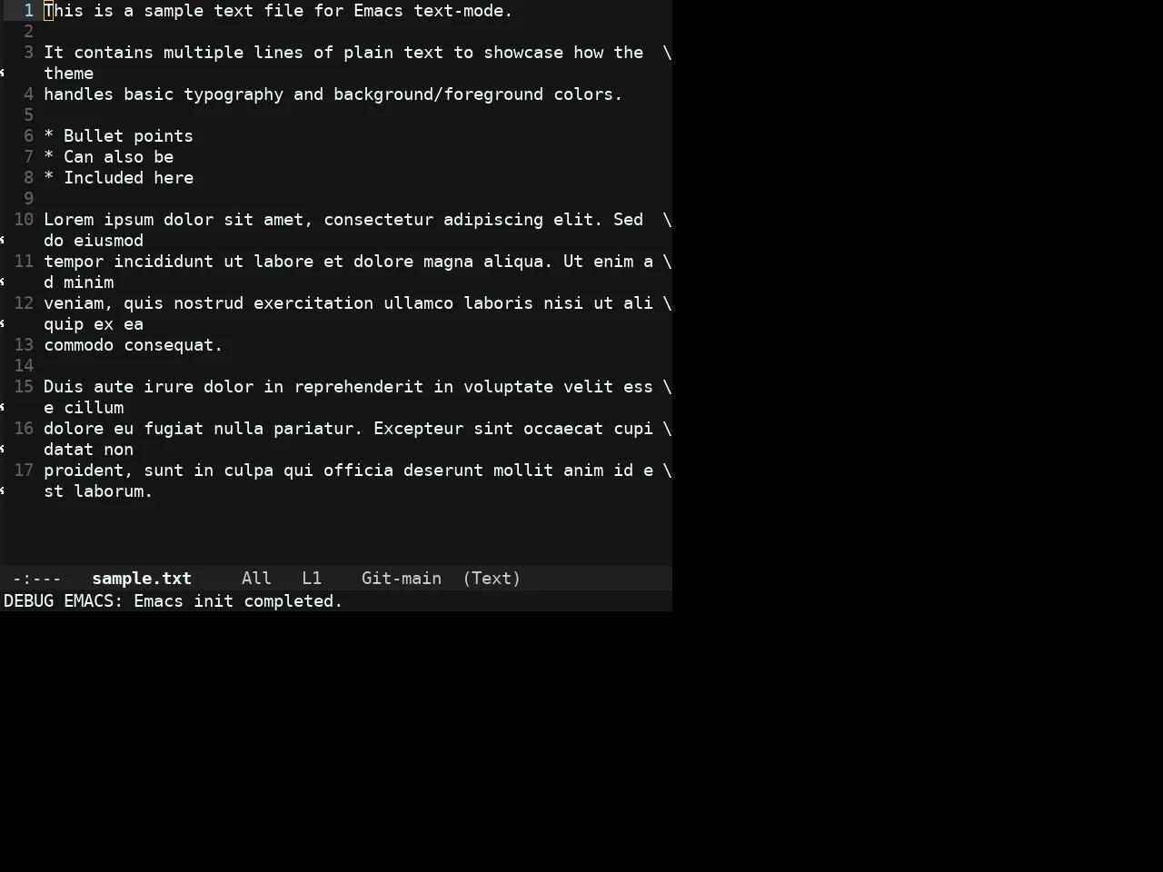 Tangonov Theme in text-mode