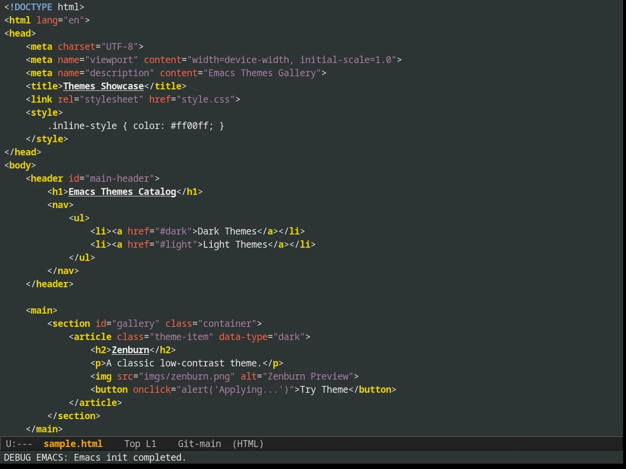 Tangotango Theme in html-mode