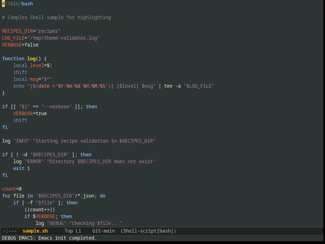 Tangotango Theme in sh-mode